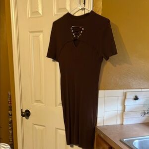New worn once Elegant Brown Dress.pit to pit 15” size 19.